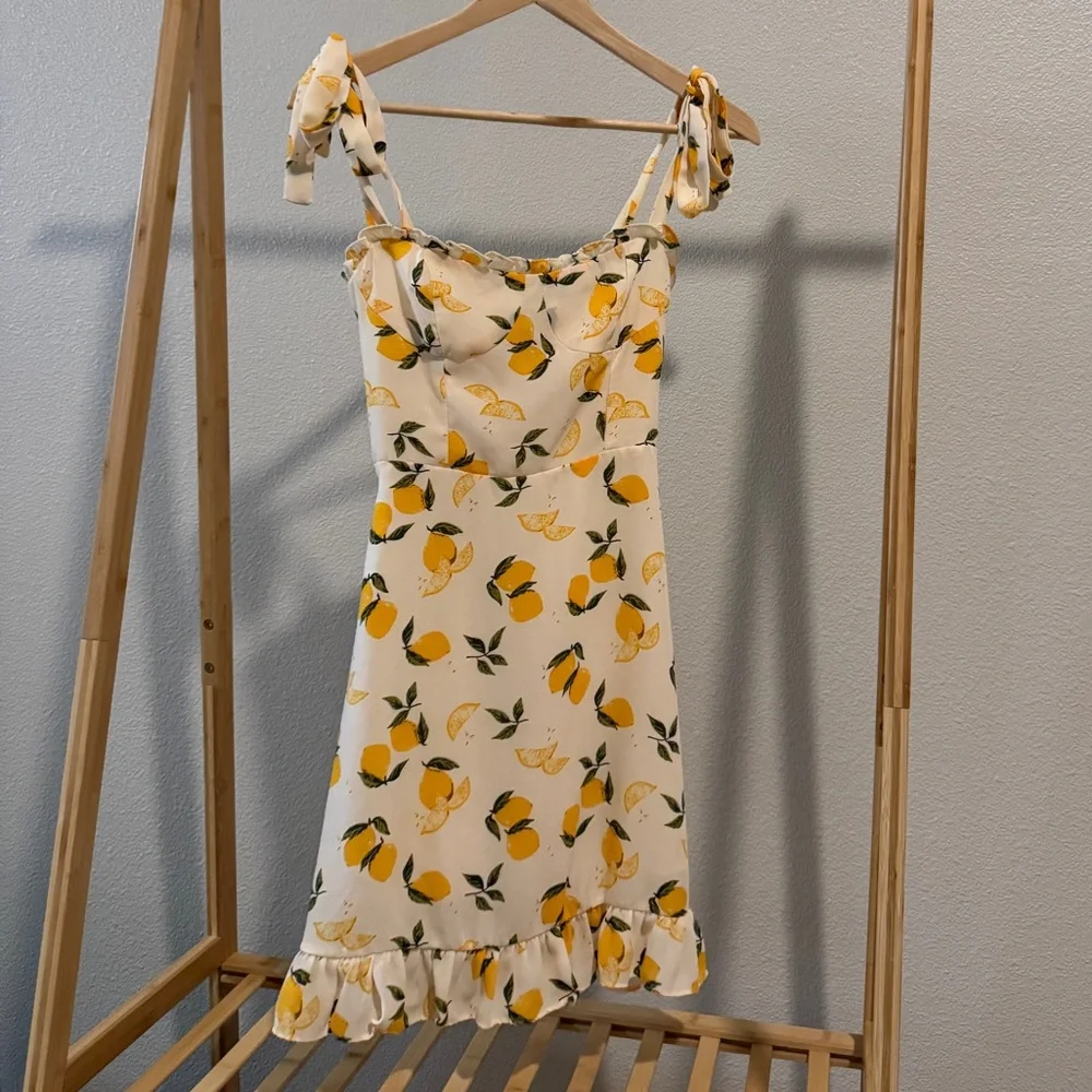 Lemon Print Summer Dress - Picture 1 of 4
